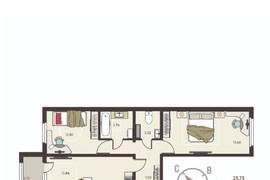 2-к. квартира, 57.45 м², 12/17эт.