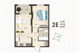 1-ком. кв. 37 кв.м., 2/17 эт.