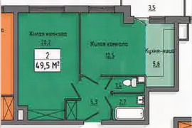 2-к. квартира, 49,5 м², 5/10 эт.