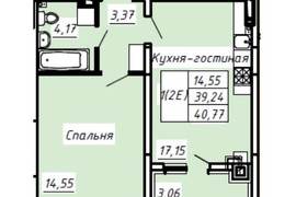 1-к. квартира, 40.77 м², 2/8 эт.