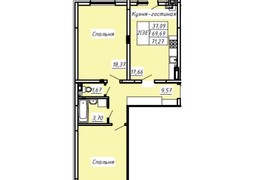 2-к. квартира, 71.27 м², 2/8эт.
