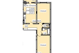 2-к. квартира, 71.27 м², 3/8эт.