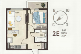 1-к. квартира, 37,4 м², 4/12 эт.