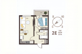 1-к. квартира, 30,9 м², 1/17 эт.