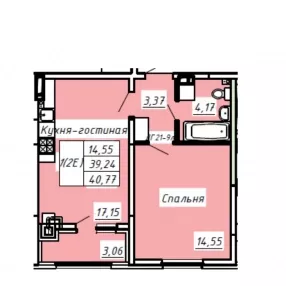 1-к. квартира, 40.77 м², 5/8эт.