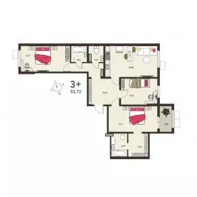 1-ком. кв. 92,72 кв.м., 8/17 эт.