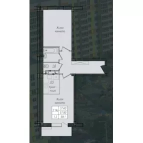 2-к. квартира, 59,1 м², 6/10 эт.