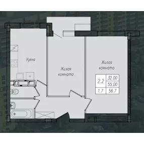 2-к. квартира, 56,7 м², 9/10 эт.