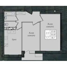 2-к. квартира, 56,3 м², 10/10 эт.