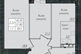 2-к. кв., 58,9 кв.м², 10/10 эт.