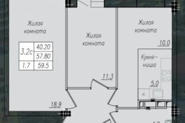 2-к. кв., 58,7 м², 4/10 эт.
