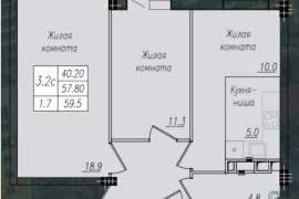 2-к. кв., 42,4 кв.м², 9/10 эт.