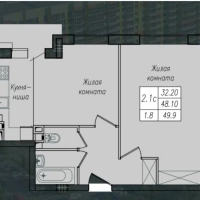2-к. квартира, 49,3 м², 5/10 эт.