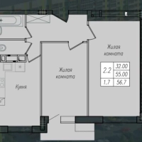 2-к. квартира, 56,3 м², 9/10 эт.