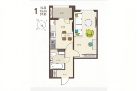 1-к. квартира, 37 м², 16/17 эт.